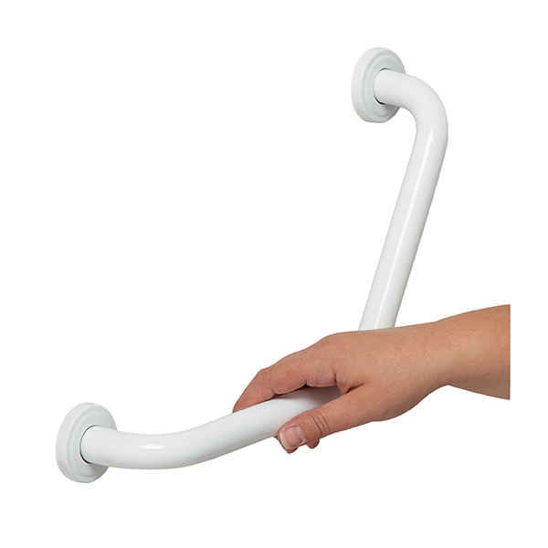Barre de relèvement coudée Rossignol Biska pour sanitaires - inox 304 blanc - 395 x 240 mm - 150 kg max