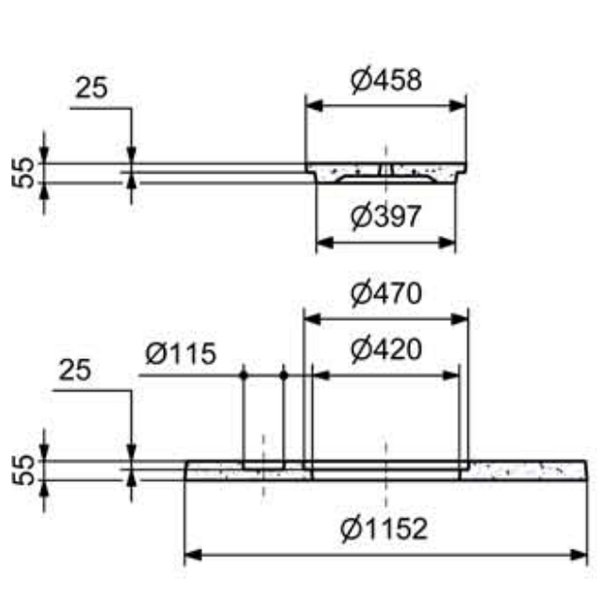 Couvercle avec tampon pour buse de puit de diamètre intérieur 1000 MM