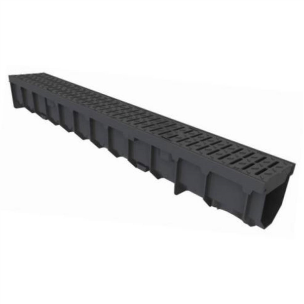 Caniveau MEAFLUID 100 BLACK avec grille passerelle polyamide CLIPFIX C250 1M