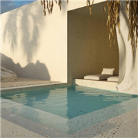 Mosaïque pour piscine en émaux de verre Terrazzo - Carreau de 2,5 x 2,5 cm - Trame de 49,5 x 31,2 cm - Clay