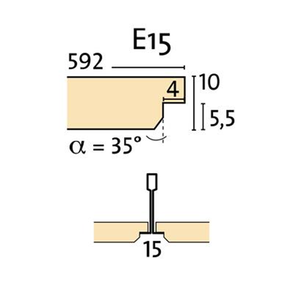 Dalle de plafond dépolluante à perforation linéaires - Gyptone Activ'Air Line 4 - à bord Bords E15 (feuillurés) - 600 MM x 600 MM