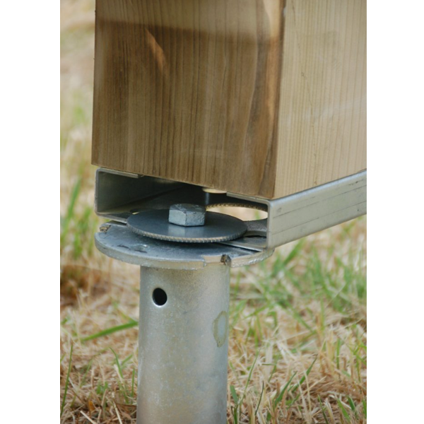 Connecteur Wood 140 pour poteau en bois vertical sur vis de fondation Weasyfix - acier galvanisé