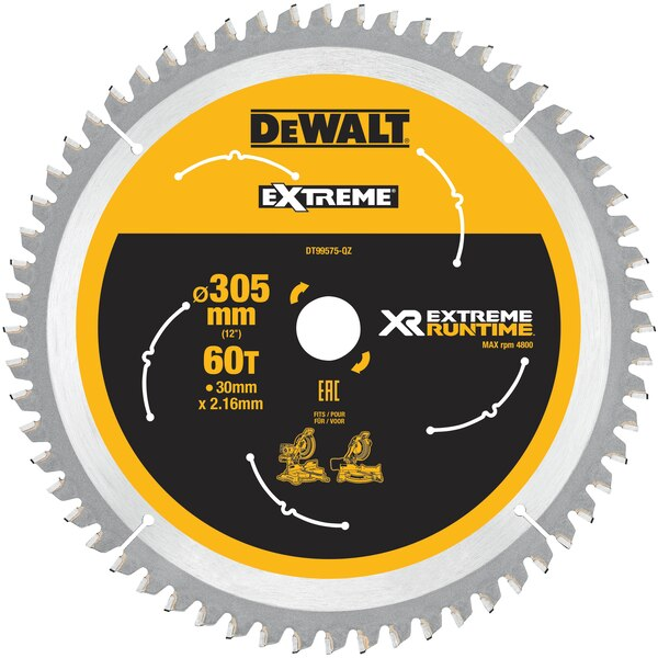 Lame de scie circulaire à batterie bois Dewalt DT99572-QZ Ø 305 mm alésage 30 mm 60 dents