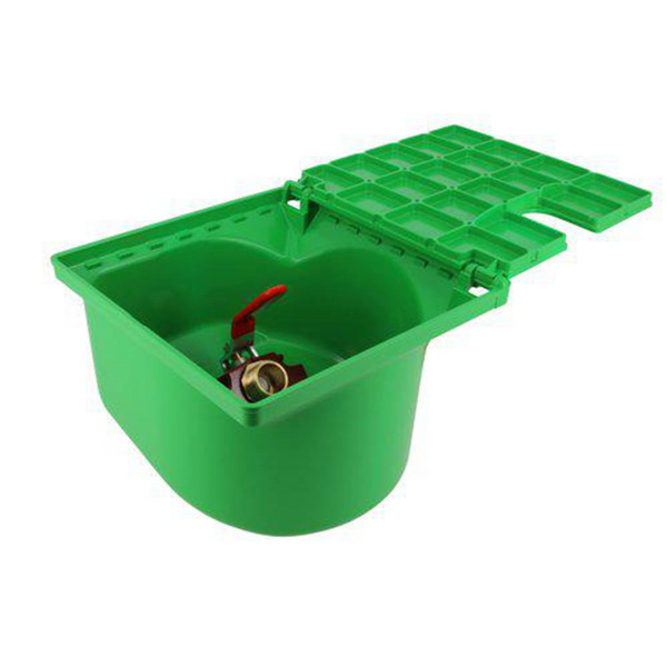 Bouche d'arrosage à robinet 1/4 de tour Nicoll pour point d'eau enterré - 200 mm x 140 mm - PVC - Vert