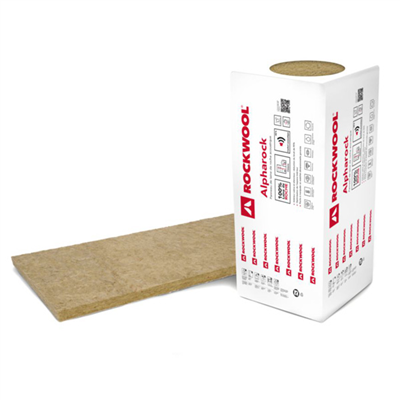 Panneau isolant acoustique en laine de roche pour murs et cloisons - Alpharock Rockwool - R 1,80 m².K/W - 1,35 M x 0,60 M - ép. 60 MM