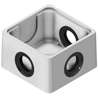 Boîte en béton pour eau pluviale - avec 3 joints souples pour tuyaux Ø 100 mm - dimensions intérieures 40x40 CM