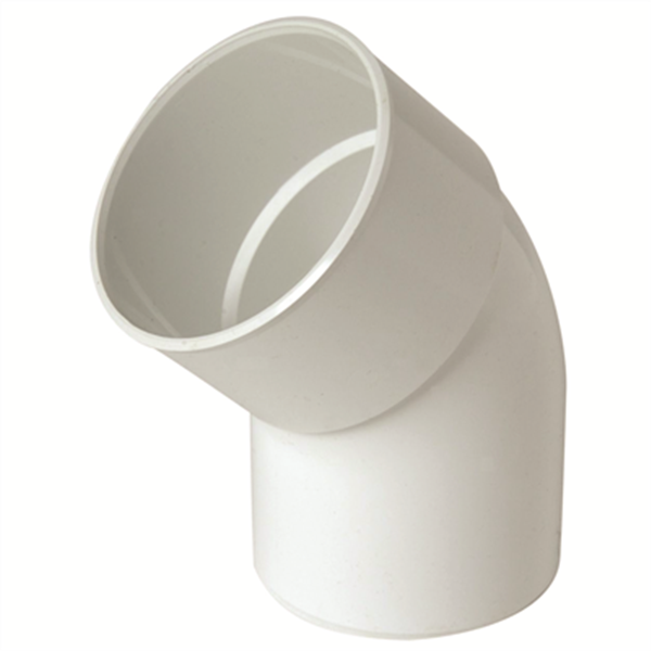 Coude cylindrique mâle-femelle Nicoll pour tube de descente - Angle  45° - Diamètre 80mm - Techtan Blanc