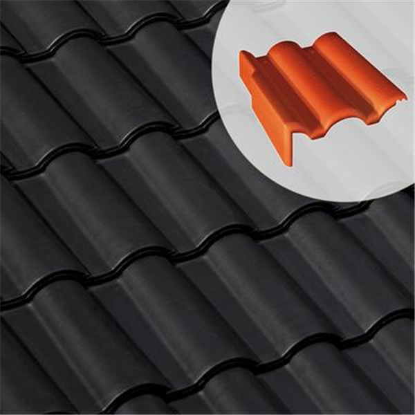 Tuile de rive gauche en béton avec rabat - Plein ciel - Noir - 42 x 33.5 x 15.5 cm