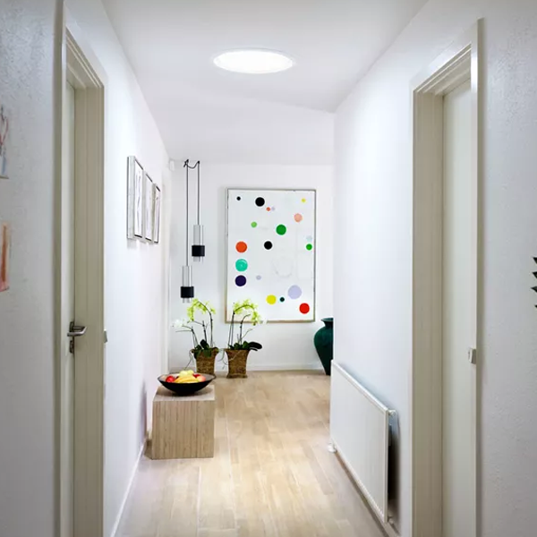 Conduit de lumière pour toiture ardoise en pente Velux Sun Tunnel TLR avec tube alu rigide et raccord intégré