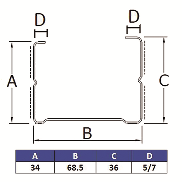 Montant 70/35 Gypso en acier galvanisé pour cloison - 70,0 MM x 35 MM - longueur 2,70 M