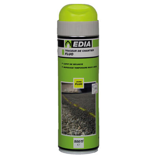 Traceur de chantier Edia fluo temporaire jaune 6 mois 500 mL