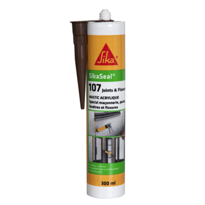 Mastic acrylique spécial façade joints et fissures - Sika 107 - Acajou - Cartouche de 300 ml