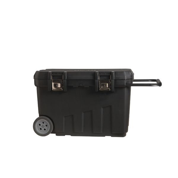 Coffre de chantier roulant avec poignée et plateau porte outil volume utile 91L