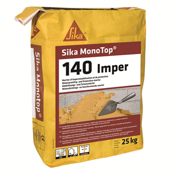 Mortier d'imperméabilisation des piscines et des murs - Sika MonoTop 140 Imper - sac de 25 kg