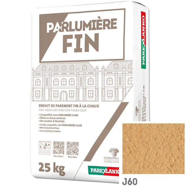 Enduit de parement à la chaux à grain fin Parexlanko Parlumière - J60 Jaune pollen - Sac de 25 KG