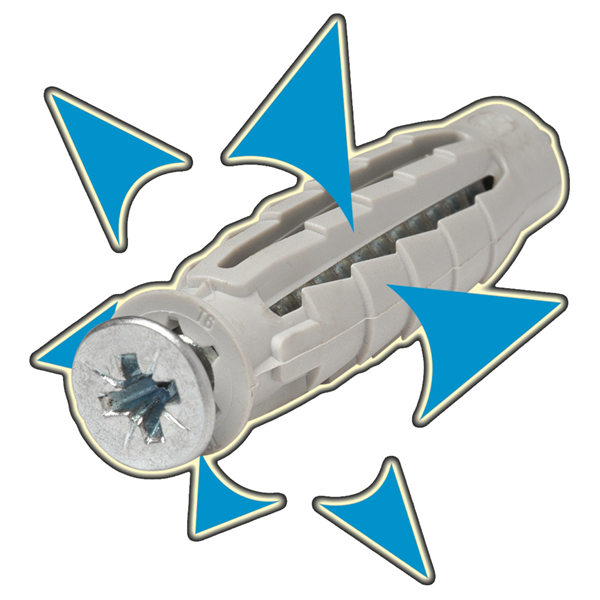 Cheville nylon Pro6 Spit sans vis pour matériaux pleins et creux - 14 x 70 mm - Boîte de 20