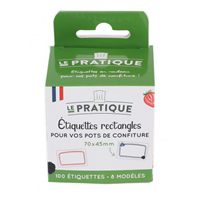 Étiquettes adhésives rectangulaires pour pots de confiture - 70 x 45 mm - Boîte dévidoir x100