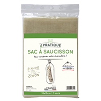Sacs à saucisson 35 x 15 cm en coton étamine écru 100% naturel - Vendus par lot de 3