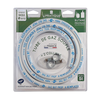 Tube caoutchouc souple butane propane avec 2 colliers 6 x 12 mm longueur 1.5 m