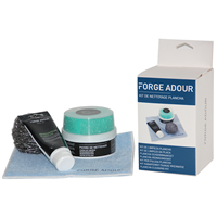 kit de nettoyage pour plancha forge adour avec rénovateur boule inox pierre et chiffon