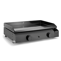 plancha gaz forge adour base g 60 a châssis acier et plaque fonte émaillée - 2 brûleurs - 5000 w