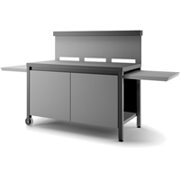 table roulante trcaf ng crédence acier noir fermé et gris clair mat pour plancha
