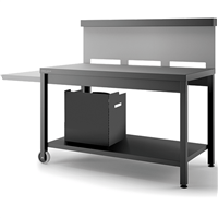 table roulante trca ng crédence acier noir et gris clair mat pour plancha