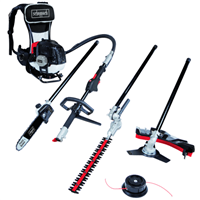 outil multifonctions jardin 4 en 1 scheppach mfh5300-4bp moteur thermique à dos 1300 w