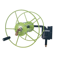 dévidoir mural métallique edia pour tuyau d'arrosage de 50 mètres diamètre 15 mm - vert et noir