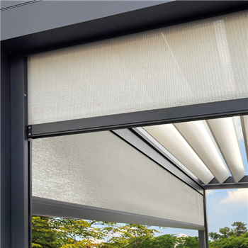 Store enroulable et motorisé Aluclos pour pergola bioclimatique Alusun - longueur 3,00 M - Edelweiss