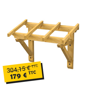 Marquise de porte ou fenêtre en épicéa - vendue en kit - 80 CM x 1,80 M