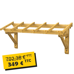 Marquise de porte ou fenêtre en épicéa - vendue en kit - 80 CM x 3,20 M