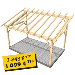 Abri de jardin Payolle avec toit mono pente - sapin traité Classe 2 - en kit - 5 x 3 m