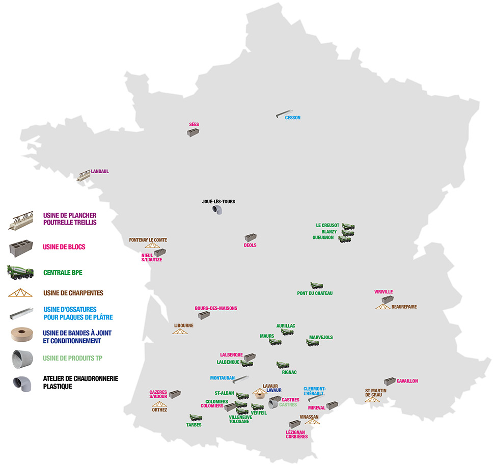 carte usines