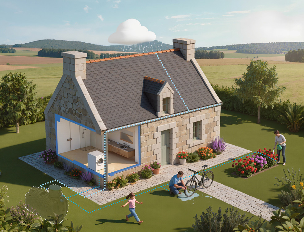 Maison équipée d'une cuve enterrée OBRA