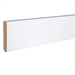 Plinthe à angles vifs et bord arrondi en MDF et mélaminé blanc - section de 14 mm x 80 mm - longueur 2400 mm